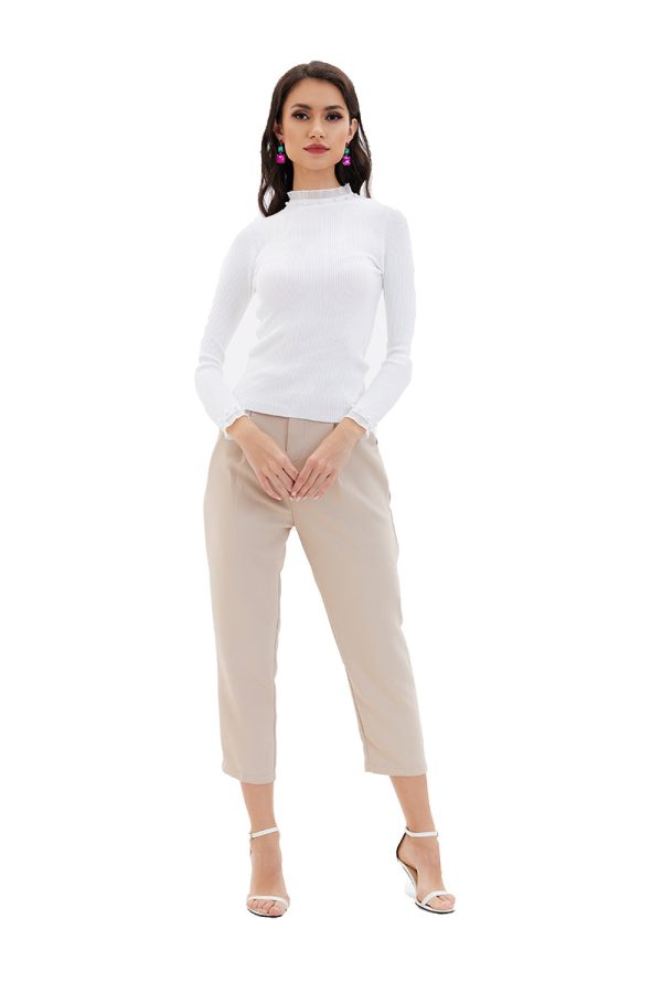 Beige formal pants with belt